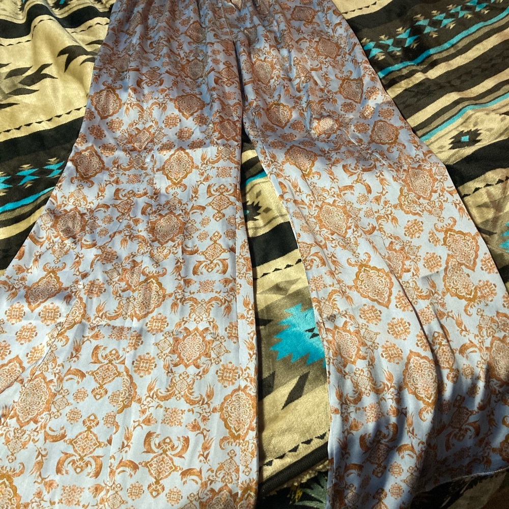 Free People Blue and Brown pajama bottoms